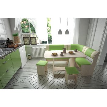 Кухонный уголок Консул МИНИ ЭКО, Дуб беленый/Ваниль-лайм