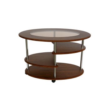 Стол журнальный "Эллипс" со стеклом, Орех