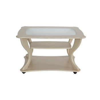 Стол журнальный "Маэстро" со стеклом СЖС-02, Дуб беленый