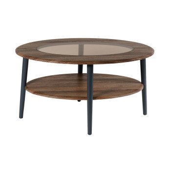 Стол журнальный "Эль" со стеклом СЖС-01, грецкий орех