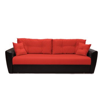 Диван Амстердам еврокнижка красный со спальным местом 150 см экокожа / рогожка