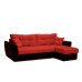 Диван угловой Амстердам еврокнижка красный со спальным местом 150 см экокожа / рогожка