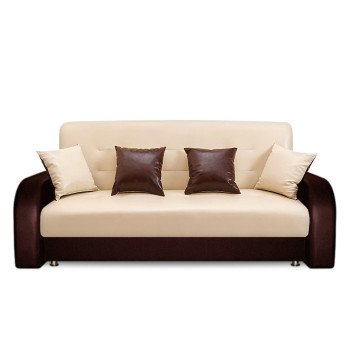 Диван-книжка Liv комби со спальным местом 120 см экокожа бежевая / коричневая