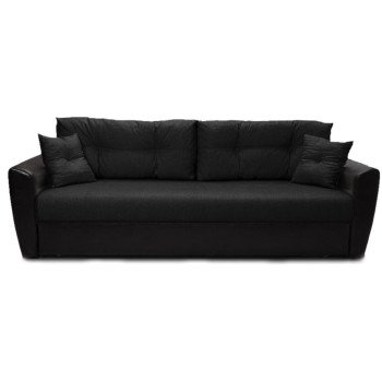 Диван Амстердам еврокнижка черный со спальным местом 160 см экокожа / рогожка
