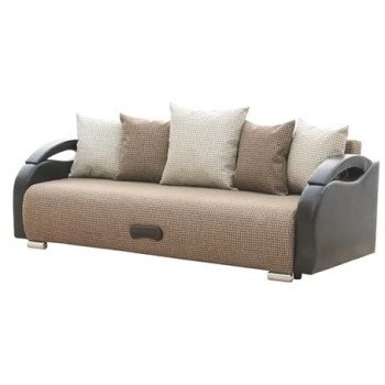 Диван еврокнижка Юпитер рогожка коричневая 5 подушек