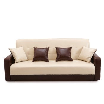Диван-книжка Аккорд комби со спальным местом 140 см экокожа бежевая / коричневая