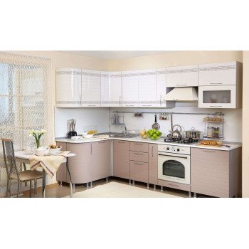 Анастасия тип 3 Кухня (Белый глянец / Капучино)