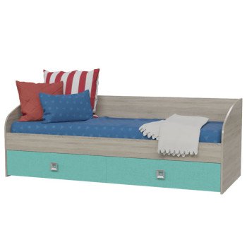 Сити 4-2001дубсон/аква Кровать односпальная с двумя ящиками