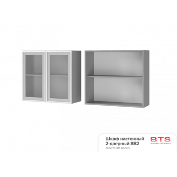 8В2 Шкаф настенный 2-дверный со стеклом Титан