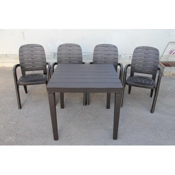 Комплект пластиковой мебели Прованс (квадратный), цвет шоколад