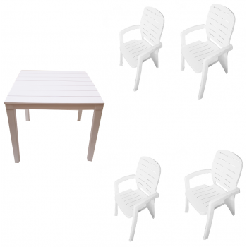 Комплект пластиковой мебели Прованс (квадратный), цвет белый