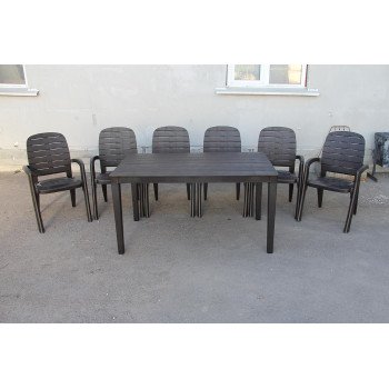 Комплект пластиковой мебели Прованс (прямоугольный), цвет шоколад