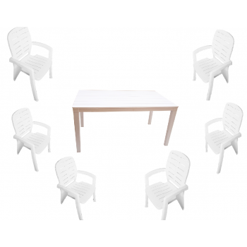 Комплект пластиковой мебели Прованс (прямоугольный), цвет белый