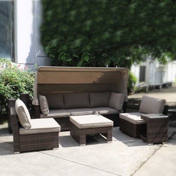 Диван-трансформер из искусственного ротанга AFM-320B Brown Диван-трансформер из искусственного ротанга AFM-320B Brown