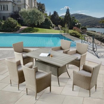 Комплект плетеной мебели AFM-195-6Pcs Beige (6+1) Комплект плетеной мебели AFM-195-6Pcs Beige (6+1)