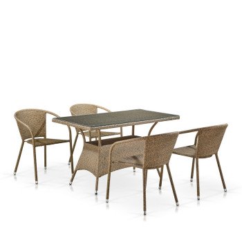 Комплект мебели из иск. ротанга T198D/Y137C-W56 Light Brown (4+1) Комплект мебели из иск. ротанга T198D/Y137C-W56 Light Brown (4+1)