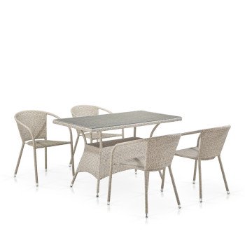 Комплект плетеной мебели T198D/Y137C-W85 Latte (4+1) Комплект плетеной мебели T198D/Y137C-W85 Latte (4+1)