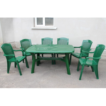 Комплект стол прямоугольный Премиум + кресло Премиум темно-зеленый