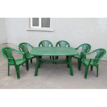 Комплект стол прямоугольный Премиум + кресло Салют темно-зеленый Комплект стол прямоугольный Премиум + кресло Салют темно-зеленый