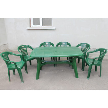 Комплект стол прямоугольный Премиум + кресло Комфорт темно-зеленый
