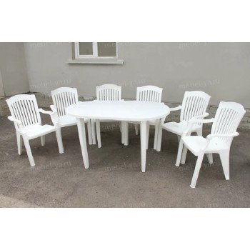 Комплект стол овальный + кресло Премиум белый