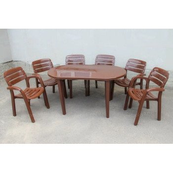 Комплект стол овальный + кресло Далгория шоколад