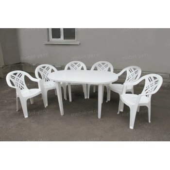 Комплект стол овальный + кресло Престиж-2 белый