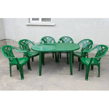 Комплект стол овальный + кресло Престиж-2 темно-зеленый