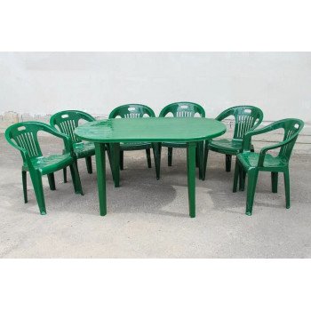 Комплект стол овальный + кресло Комфорт темно-зеленый