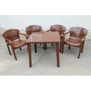 Комплект стол квадратный + кресло Летнее шоколад