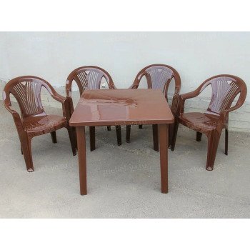 Комплект стол квадратный + кресло Салют шоколад