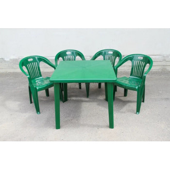 Комплект стол квадратный + кресло Комфорт темно-зеленый