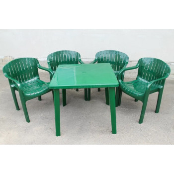 Комплект стол квадратный + кресло Летнее темно-зеленый