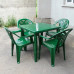 Комплект стол квадратный + кресло Престиж темно-зеленый