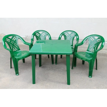 Комплект стол квадратный + кресло Престиж темно-зеленый