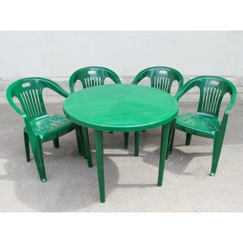 Комплект стол круглый + кресло Комфорт темно-зеленый
