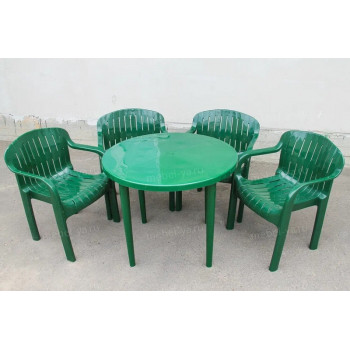 Комплект стол круглый + кресло Летнее темно-зеленый