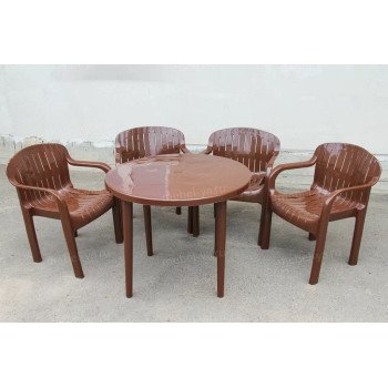 Комплект стол круглый + кресло Летнее шоколад