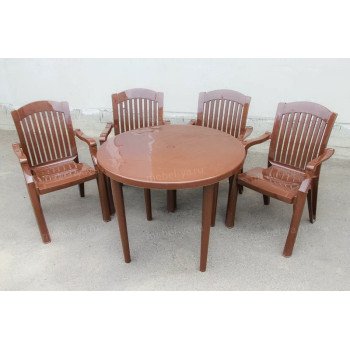 Комплект стол круглый + кресло Премиум шоколад