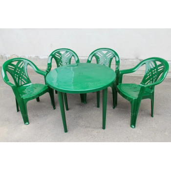 Комплект стол круглый + кресло Престиж темно-зеленый