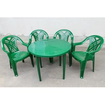Комплект стол круглый + кресло Престиж темно-зеленый