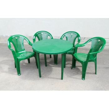 Комплект стол круглый + кресло Салют темно-зеленый