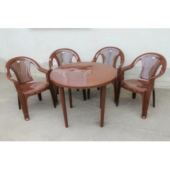 Комплект стол круглый + кресло Салют шоколад