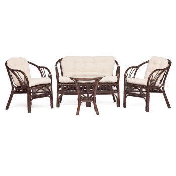 КОМПЛЕКТ " NEW BOGOTA " ( диван + 2 кресла + стол со стеклом ) /с подушками/