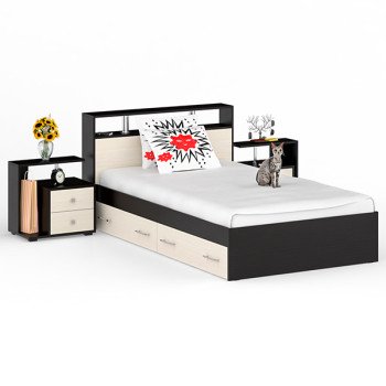 Камелия Кровать с ящиками 1200 + две тумбы