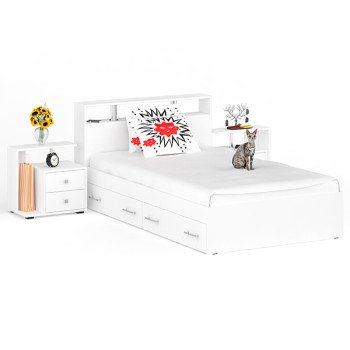 Камелия Кровать с ящиками 1200 + две тумбы