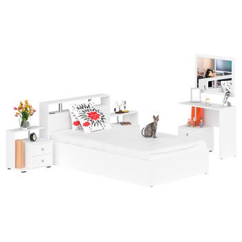 Камелия спальня № 6 Кровать 1200 + Две тумбы + Стол косметический + Зеркало