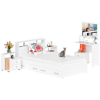 Камелия спальня № 13 Кровать с ящиками 1200 + Две тумбы + Стол косметич. + Зеркало Камелия спальня № 13 Кровать с ящиками 1200 + Две тумбы + Стол косметич. + Зеркало