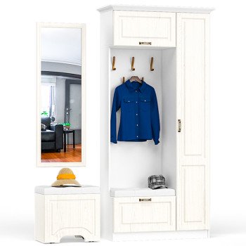 Ливерпуль Прихожая 13.21 + карниз 1000 + Зеркало 03.242 + Пуф 14.02