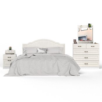 Ливерпуль Спальня № 5 Кровать 11.08ОСН + Тумба 08.146 + Полка 10.117 + Комод 10.103 + Полка 10.118, ясень ваниль/белый, 1600х2000 мм., б/м, орт. есть Ливерпуль Спальня № 5 Кровать 11.08ОСН + Тумба 08.146 + Полка 10.117 + Комод 10.103 + Полка 10.118, ясень ваниль/белый, 1600х2000 мм., б/м, орт. есть